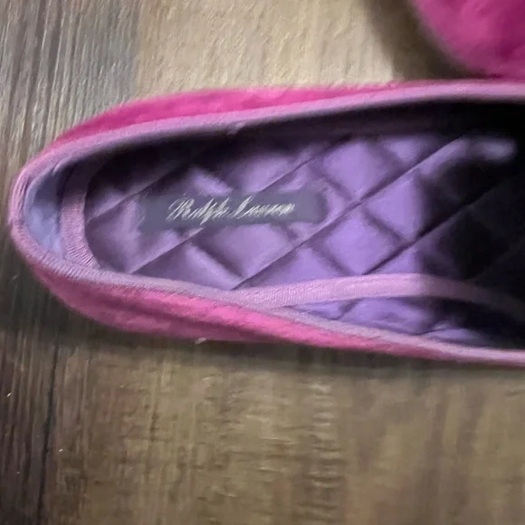 Ralph Lauren Purple Label Alonzo Embroidered Velvet Loafers- Summer Berry- 8 - Picture 10 of 10